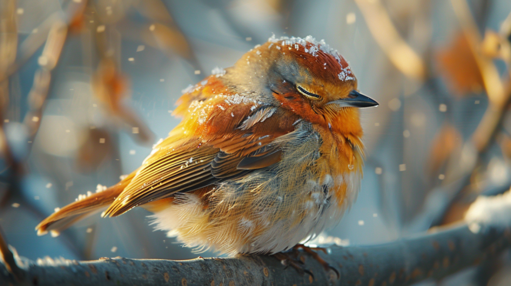 Lethargic bird displaying behavioral changes from intestinal worms causing physical weakness