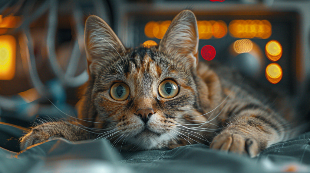 Dehydrated cat showing bloody diarrhea symptoms from Feline Panleukopenia Virus infection