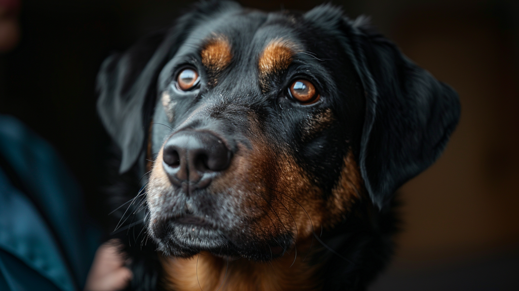 Dog with dull poor coat condition caused by intestinal worms in dogs malnutrition