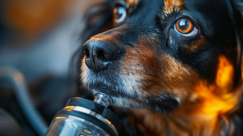 Dog with breathing difficulties showing respiratory distress from dog poisoning