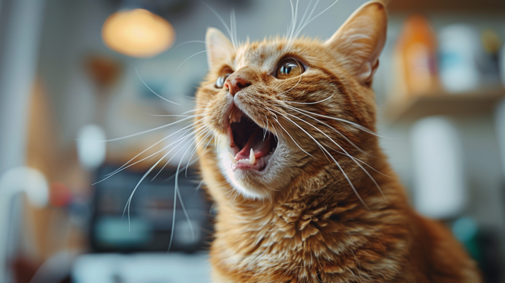 Cat with breathing difficulties showing respiratory distress from cat poisoning effects