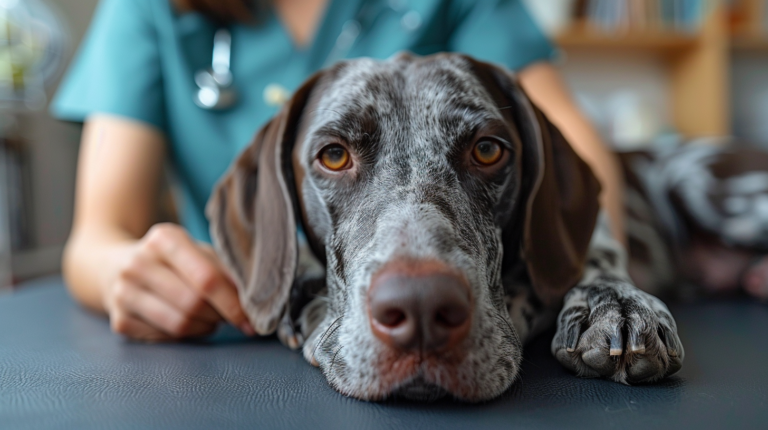 Sick dog showing dog poisoning symptoms requiring immediate emergency veterinary care