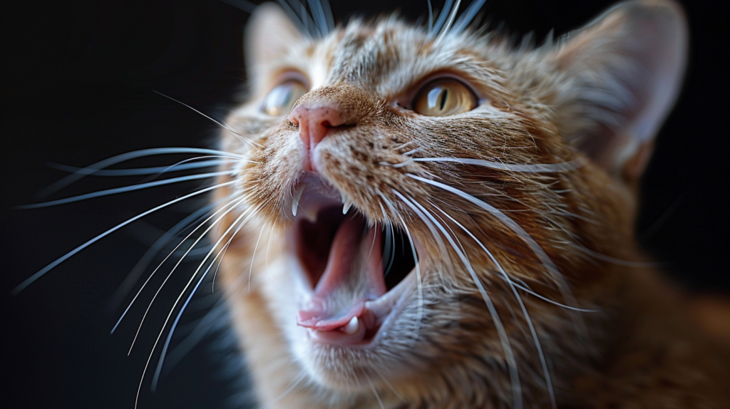 Cat with excessive drooling and mouth irritation indicating cat poisoning exposure