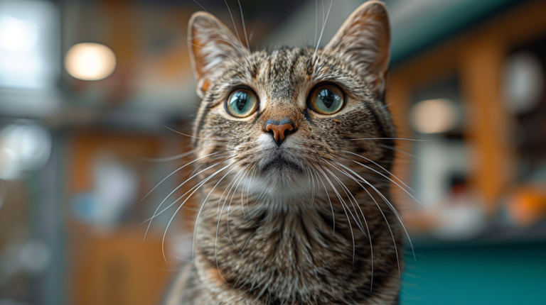 FIV positive cat displaying Feline Immunodeficiency Virus symptoms requiring medical care
