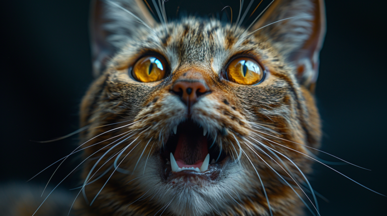 Veterinary examination of cat displaying gingivitis and dental disease symptoms