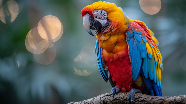 Bird showing symptoms of intestinal worms with visible signs of illness and distress