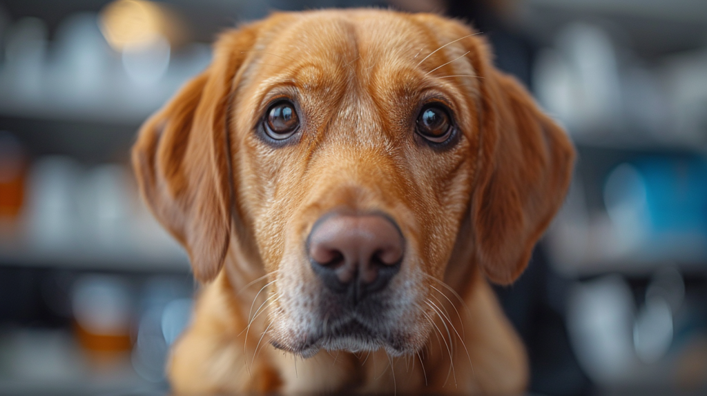 Weak lethargic dog lying down showing systemic effects of dog poisoning