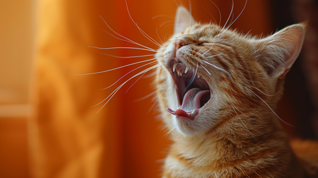 Cat with bad breath halitosis indicating gingivitis and dental disease infection , Gingivitis and Dental Disease in Cats
.