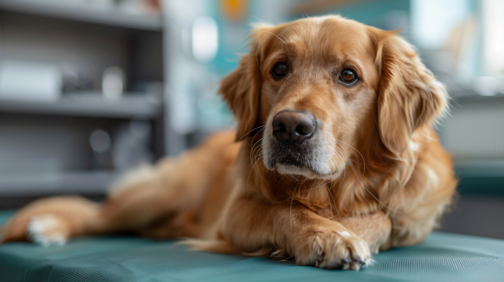 Dog with diarrhea showing digestive problems from intestinal worms in dogs