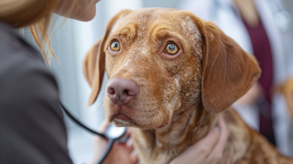 Dog coughing and showing respiratory distress from canine distemper infection