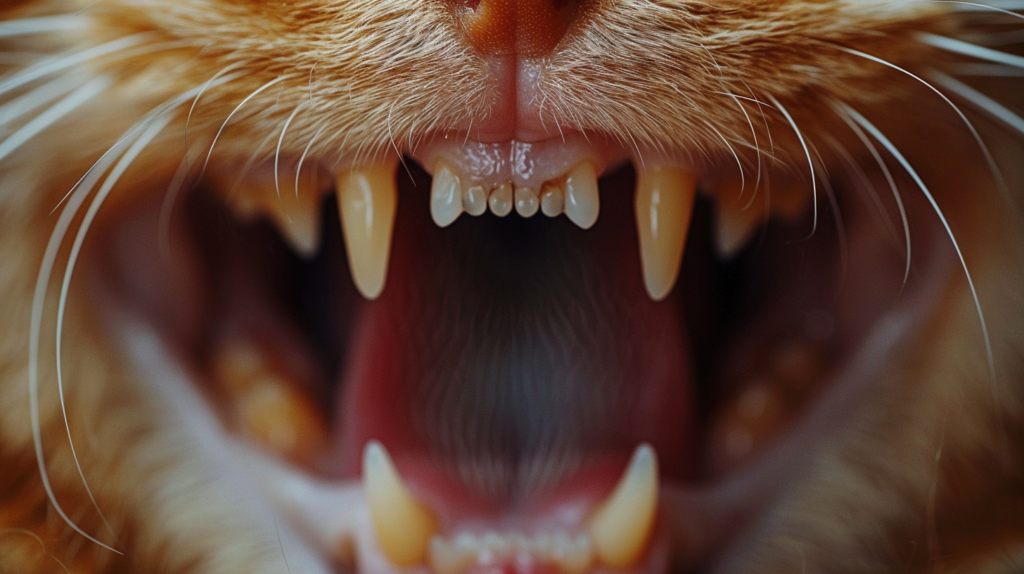 Cat teeth showing discoloration loose teeth and tartar from gingivitis and dental disease