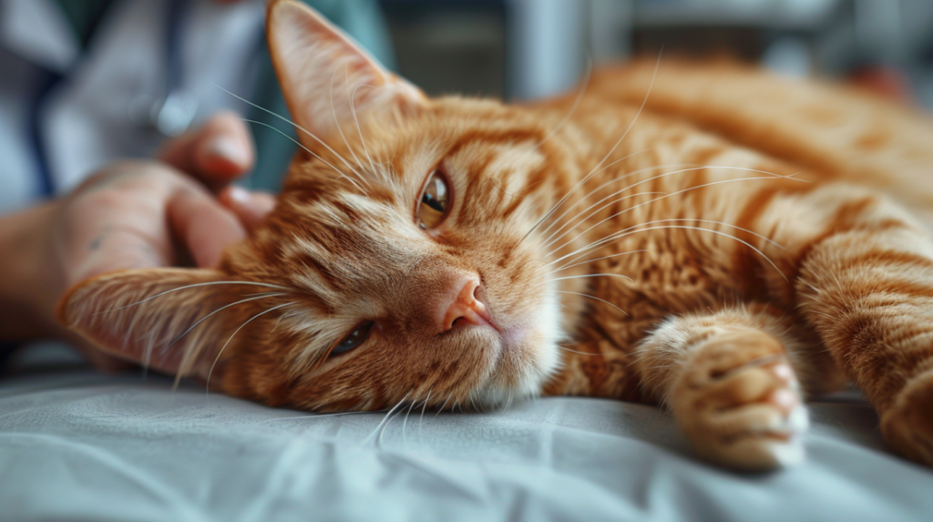Thin cat displaying weight loss from chronic kidney disease and muscle deterioration