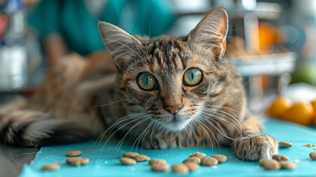 Thin cat displaying weight loss from Feline Immunodeficiency Virus FIV complications