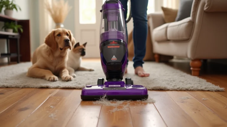 Bissell CrossWave Pet Pro cleaning vacuum efficiently removing pet hair and stains from floors