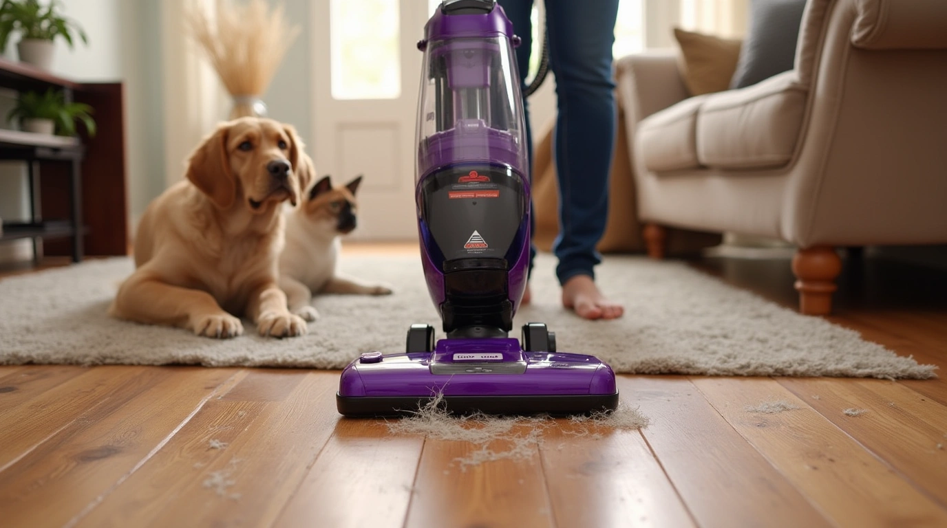 Bissell CrossWave Pet Pro cleaning vacuum efficiently removing pet hair and stains from floors