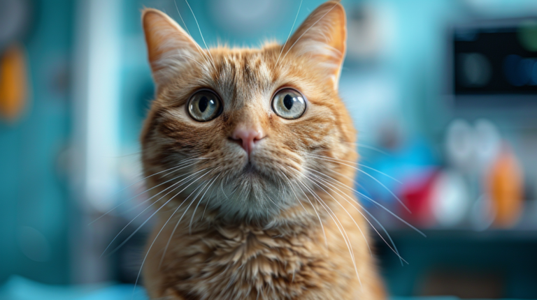 Senior cat showing signs of chronic kidney disease requiring veterinary examination