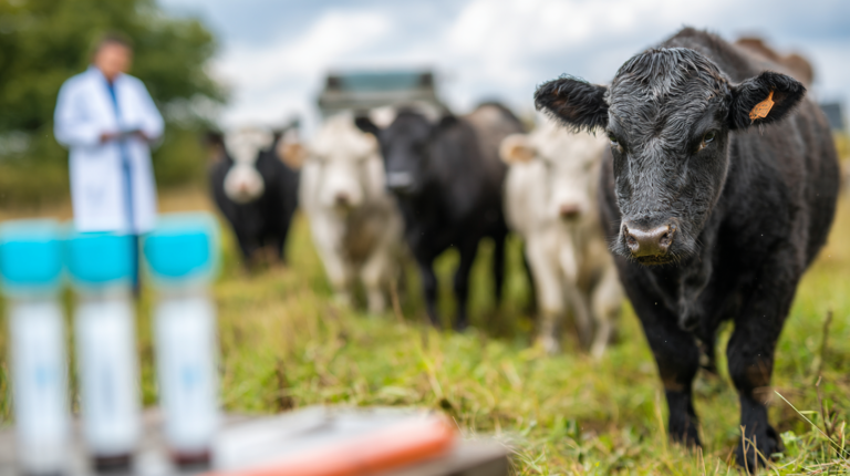 Healthy cattle with intestinal parasite control through professional deworming treatment and herd management