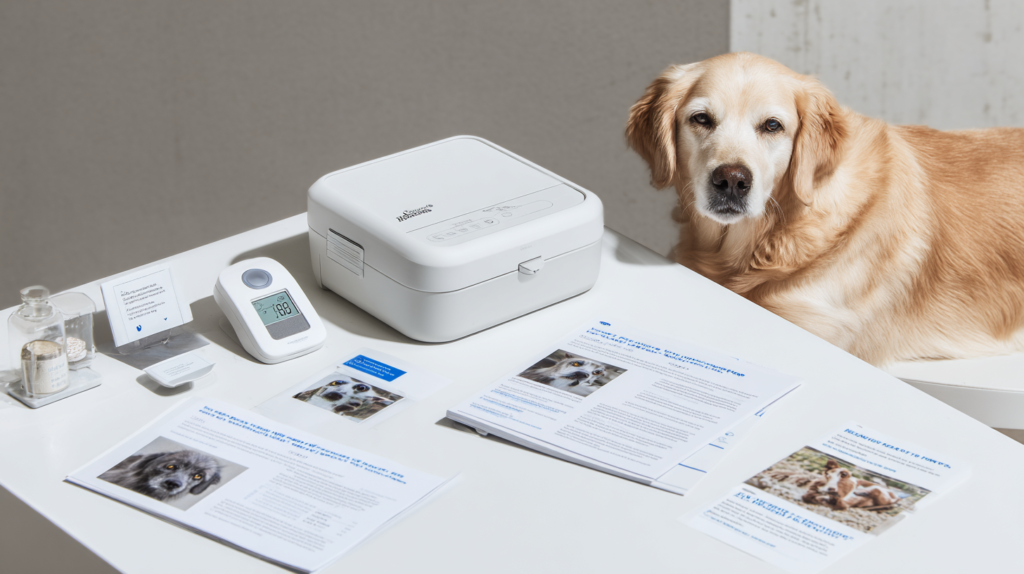 Home Again pet recovery showing microchip technology and informational materials for pros and cons analysis