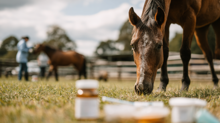 Healthy horse with intestinal worm prevention through professional deworming treatment and parasite protection
