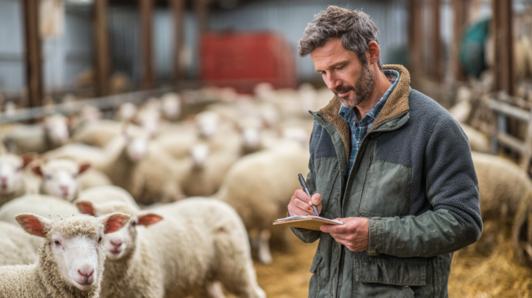 Lambs receiving clostridial disease vaccination with professional veterinary prevention and flock protection
