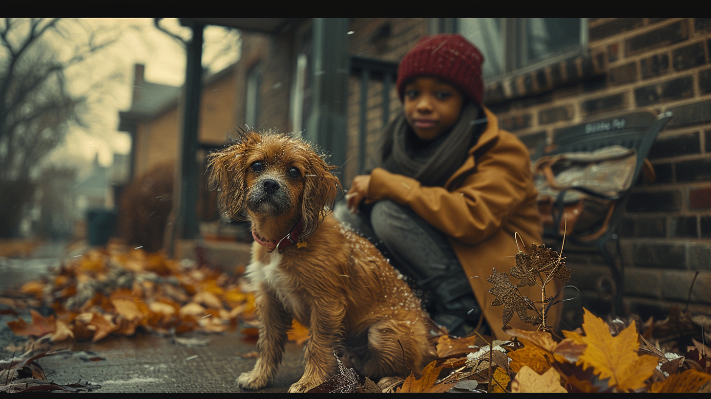 Happy pet reunion scene in Ohio neighborhood showing family finding lost pet with community support
