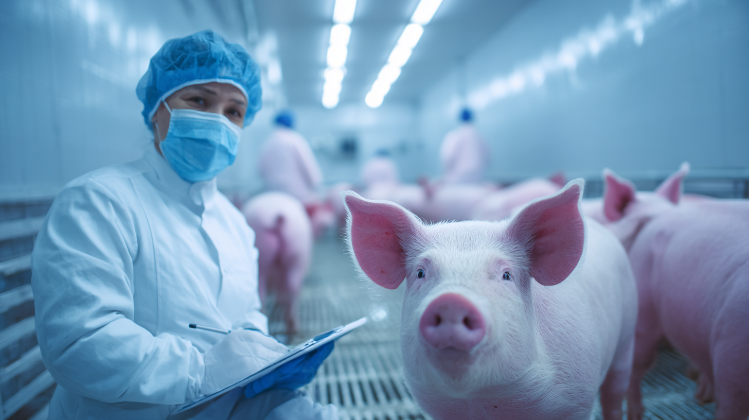 Healthy pigs with bacterial infection prevention through professional veterinary care and facility hygiene