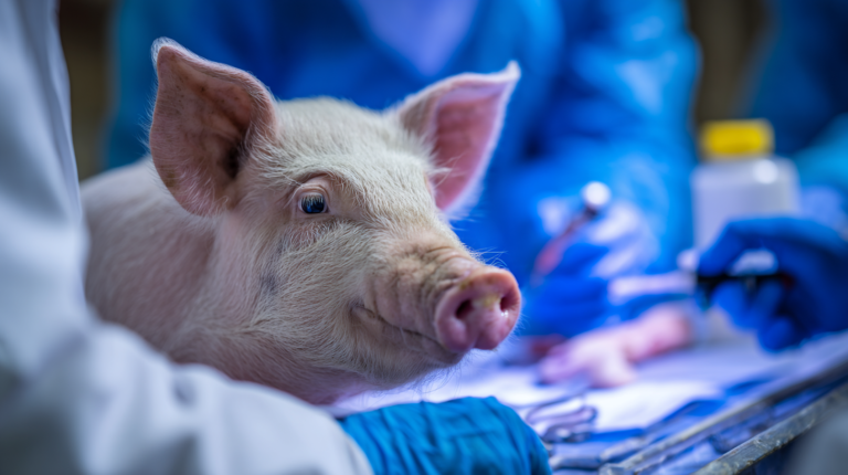with blue tongue disease symptoms receiving urgent veterinary examination for immediate treatment