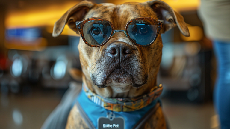 Family at Southwest Airlines check-in counter with pet carrier, demonstrating airline pet travel fees and requirements