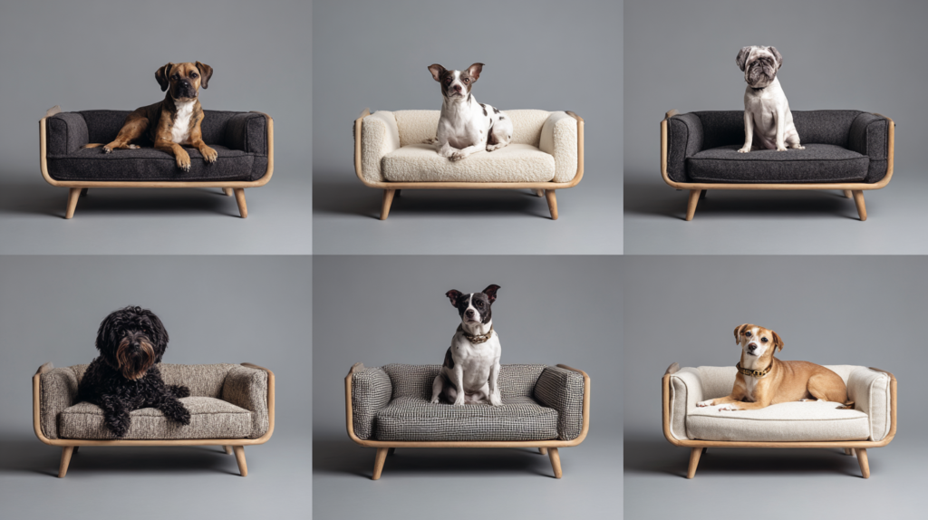 Amazing dog couch designs showcasing nine different styles from modern to traditional for happy pet furniture