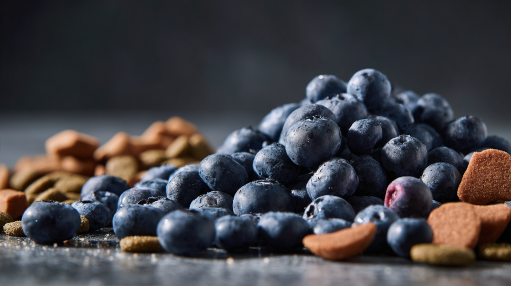 Are blueberries good for dogs showing fresh berries with other safe fruits for healthy dog nutrition and treats