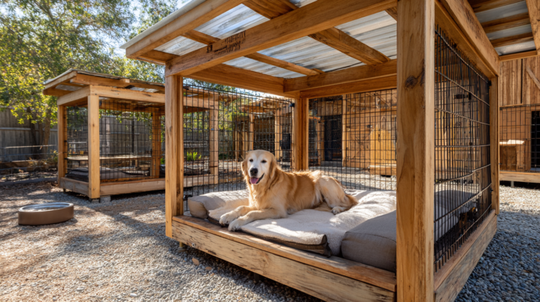 Best outdoor dog kennels showing spacious backyard setup with happy dog enjoying secure, comfortable outdoor space