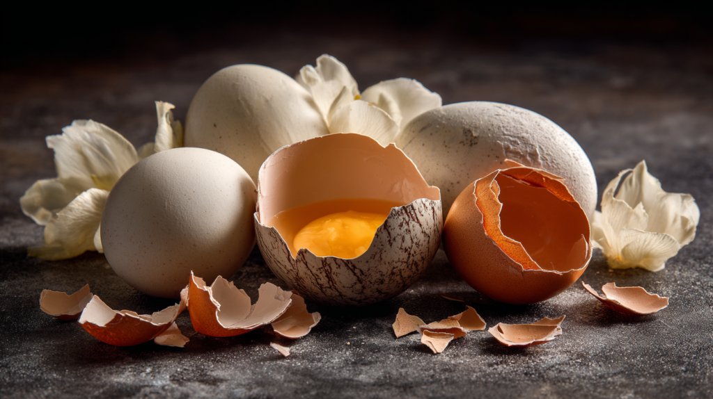 Can dogs eat egg shells safety display showing sharp shell fragments versus safer calcium alternatives for pets