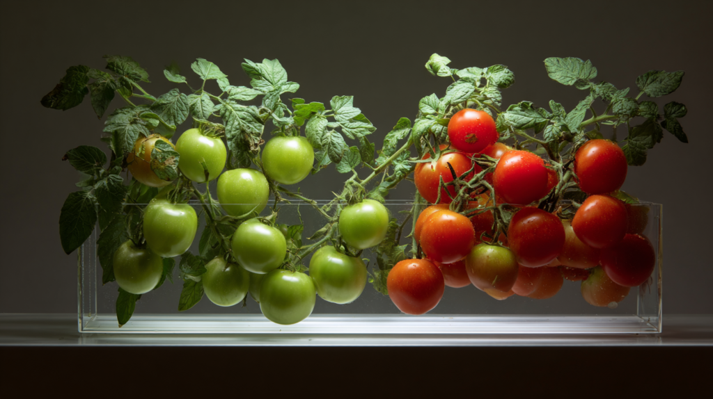 Can dogs have tomatoes safety comparison showing ripe versus green tomatoes and plants with different risk levels
