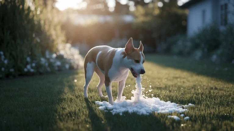 dog vomiting white foam