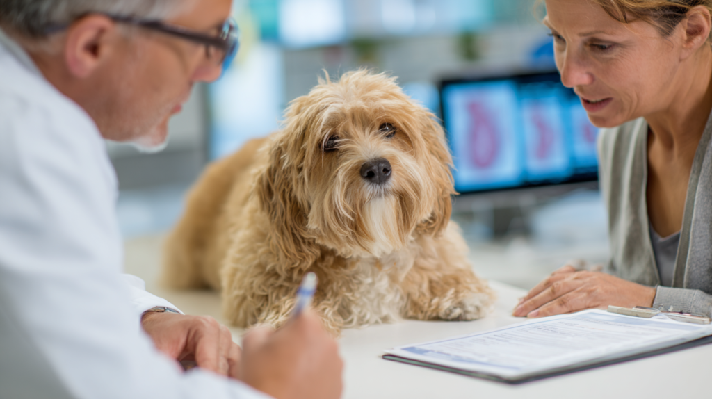 Dog vomiting white foam emergency veterinary consultation showing professional medical examination and diagnosis