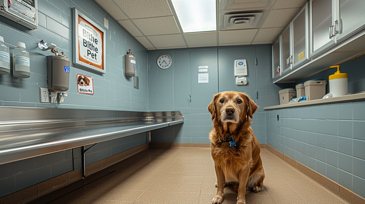 Welcoming free pet clinic with diverse families and pets entering community veterinary health center