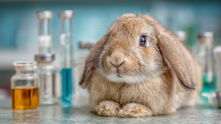 Rabbit with poisoning symptoms receiving emergency veterinary care with toxin identification and prevention