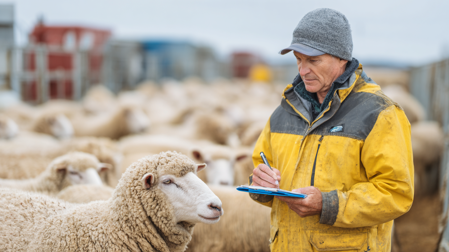 Sheep with internal parasite symptoms during professional veterinary examination with parasite testing and treatment