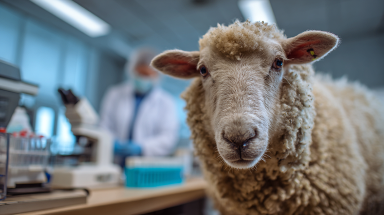 Sheep with early Johnes disease symptoms during professional veterinary testing for diagnosis and management