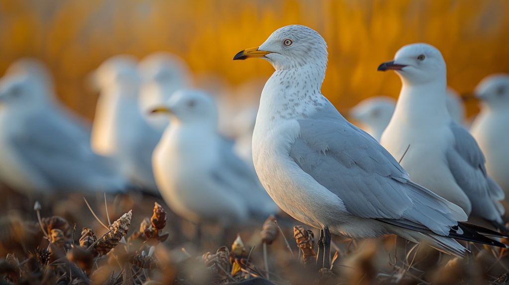White bird species identification guide showing 10 beautiful species with individual portraits and habitat information