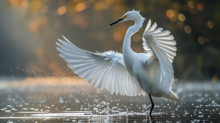 Collection of beautiful white bird species including swans, egrets, and doves in natural settings with pristine plumage