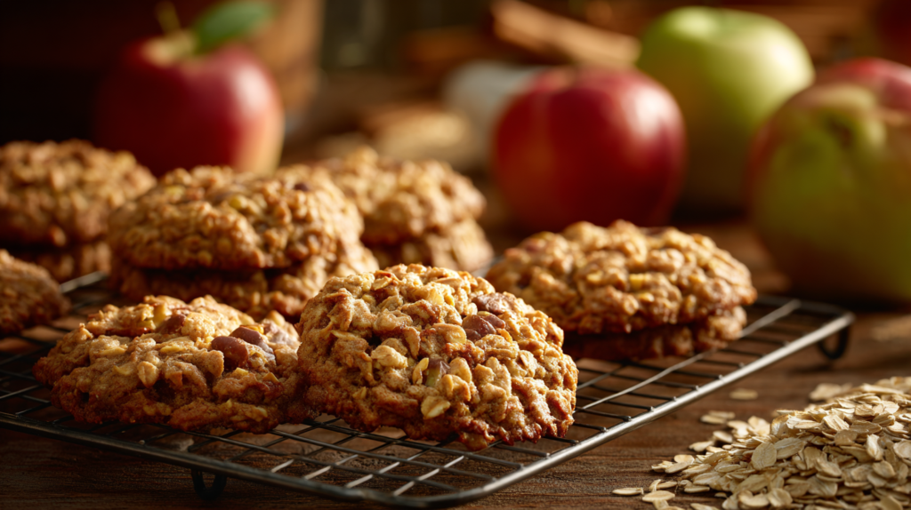Homemade apple and oatmeal dog treat cookies