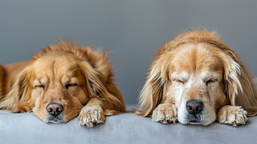 Stressed dog displaying common anxiety symptoms including panting, pacing, drooling, and restless behavior in home environment