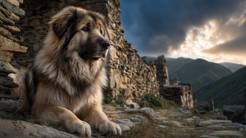 Historical image of Caucasian Shepherd Dog showing ancient heritage and mountain origins