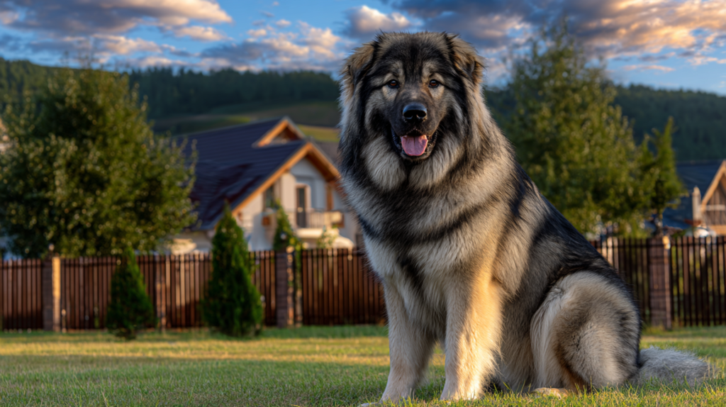 Caucasian Shepherd Dog in large yard showing space requirements for giant breed
