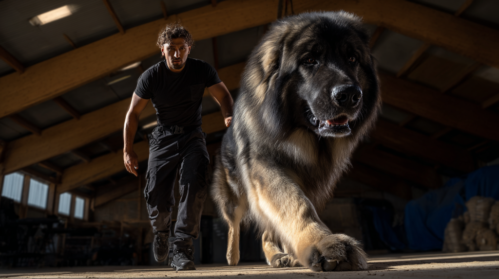 Caucasian Shepherd Dog in training session showing breed-specific training challenges
