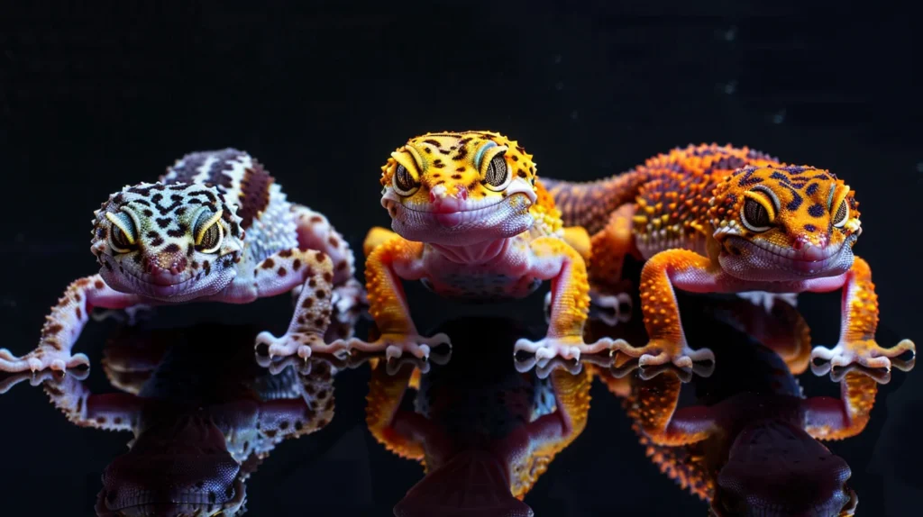 Collection of leopard geckos with classic