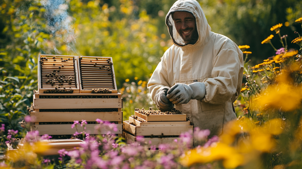 Foxhound Bee Company beginner beekeeping kit showing complete starter hive package
