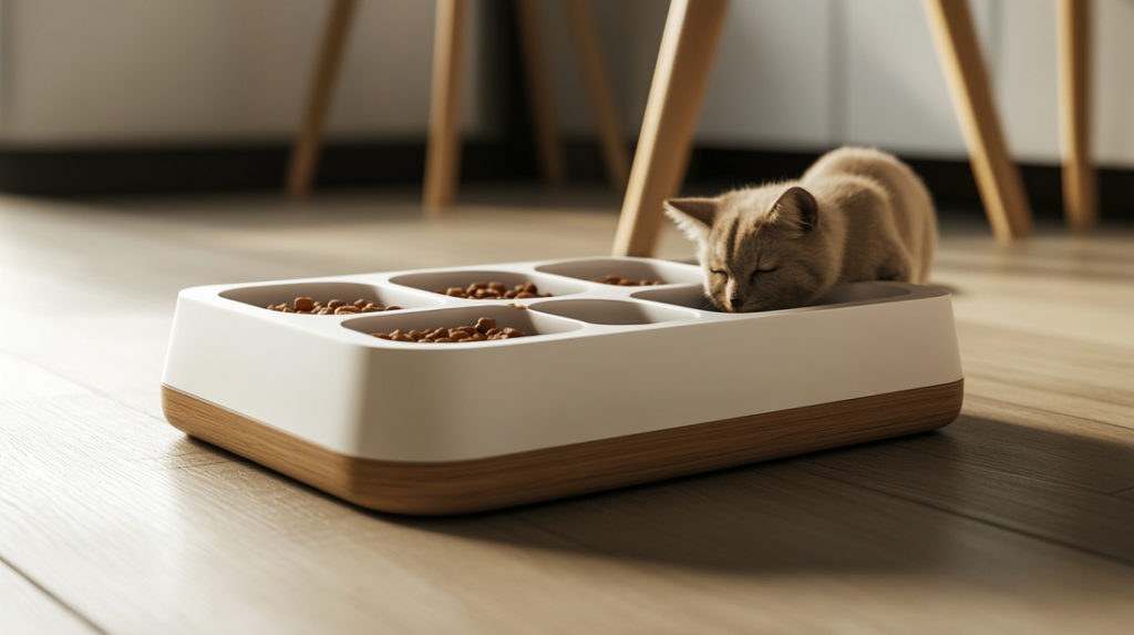 Premium specialized feeding equipment including puzzle feeders, snuffle mats, and treat-dispensing balls for advanced pet foraging