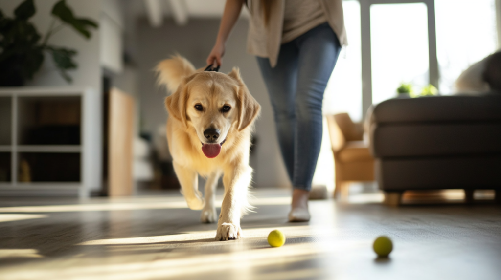 Pet trainer demonstrating foraging training games to teach dog advanced foraging skills using progressive difficulty levels
